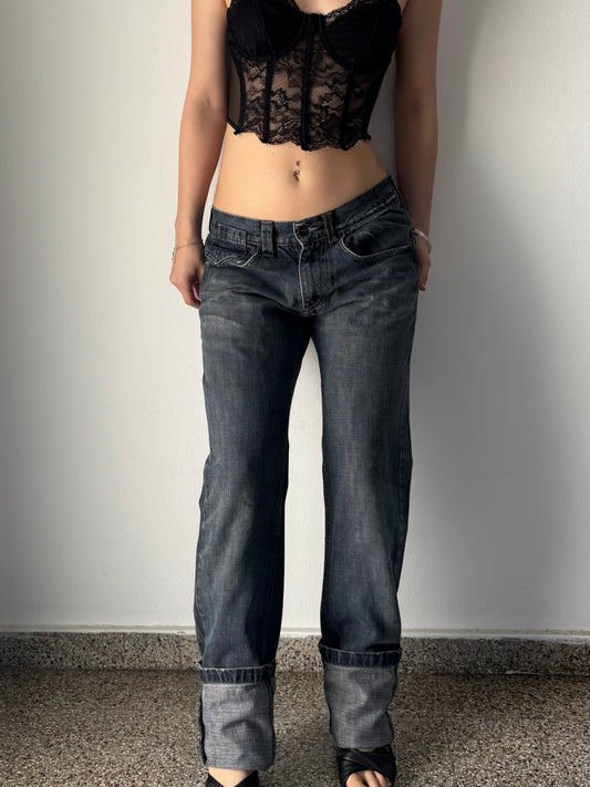 Dark wash baggy jeans