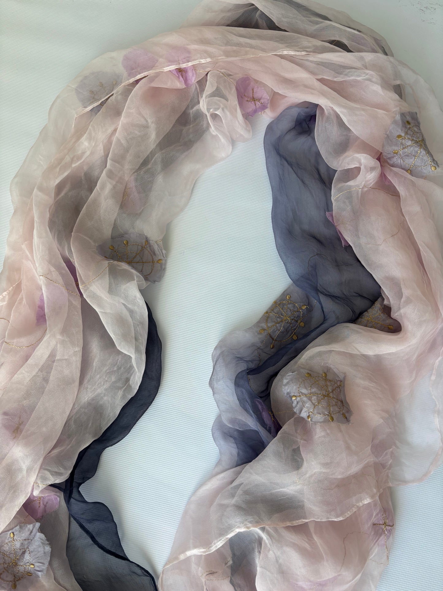 Pink & blue Silk scarf
