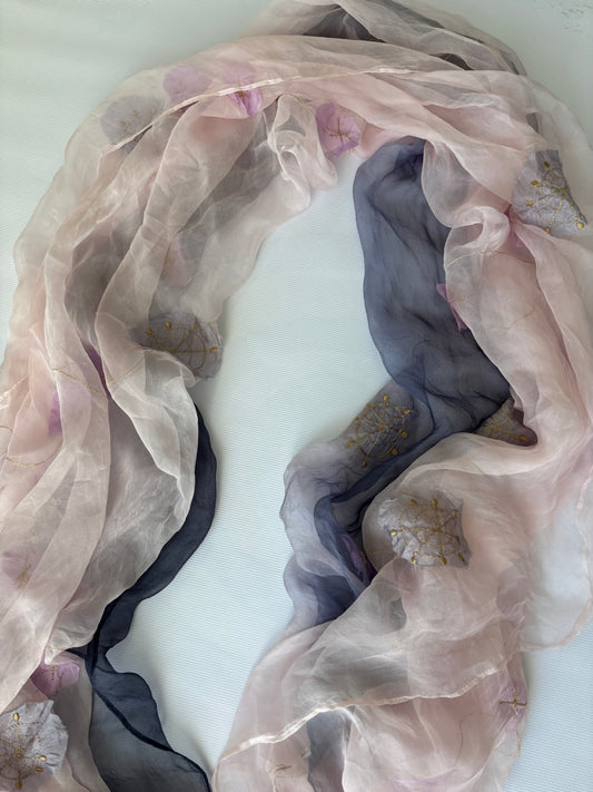 Pink & blue Silk scarf