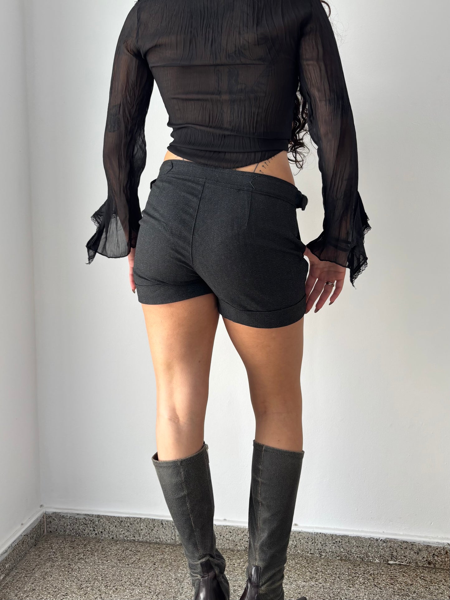 Black shorts with buckles