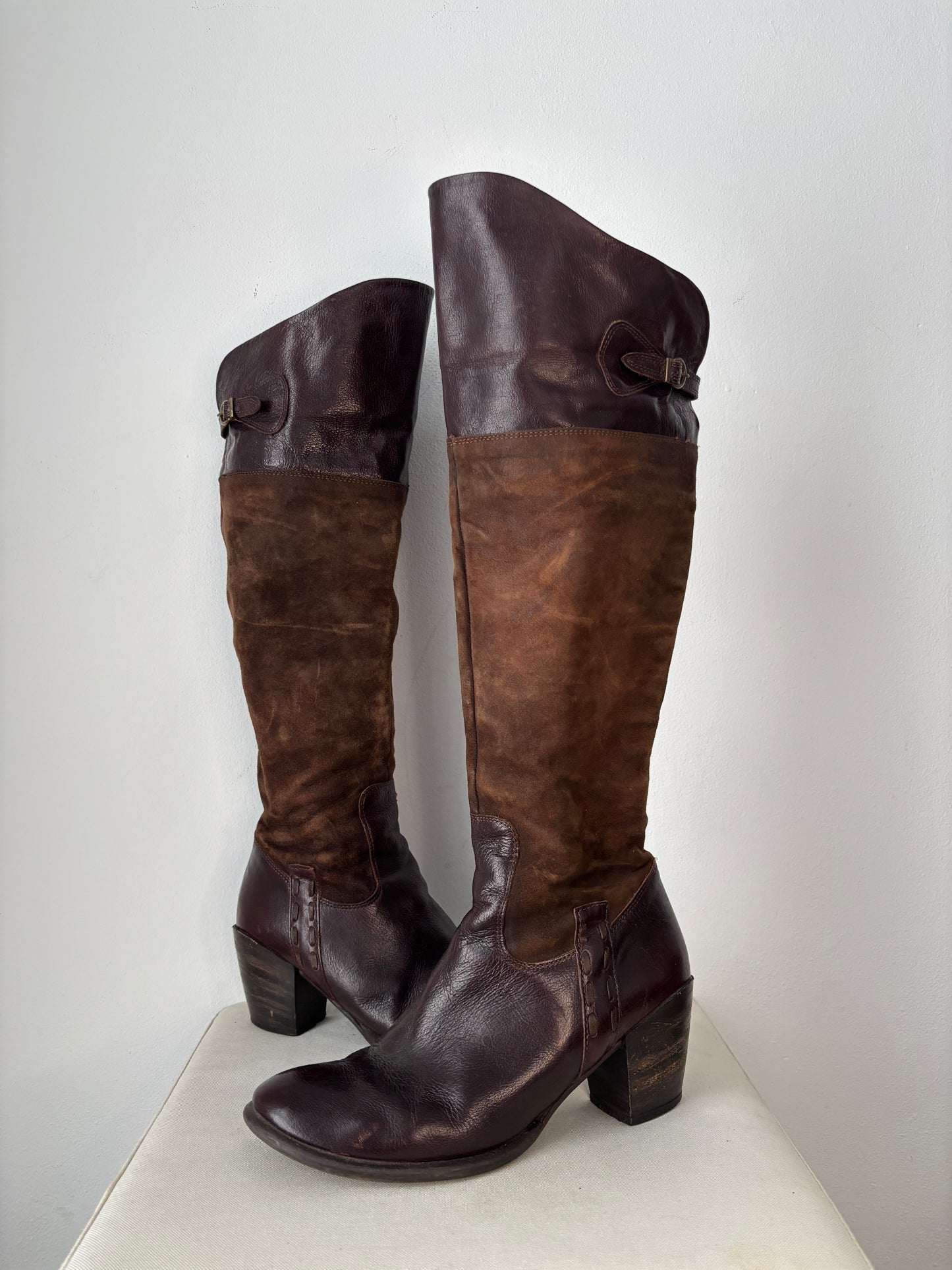 Brown knee high boots