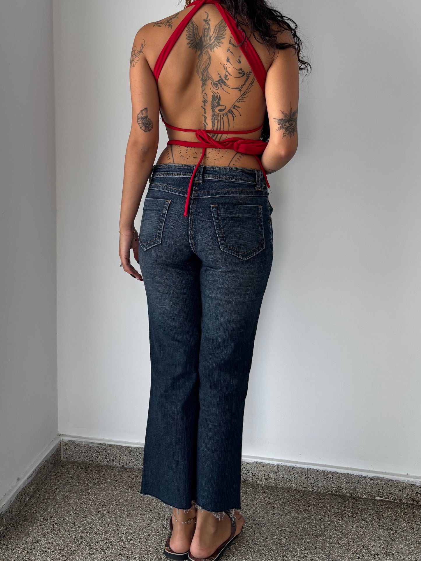 Dark wash ankle length jeans