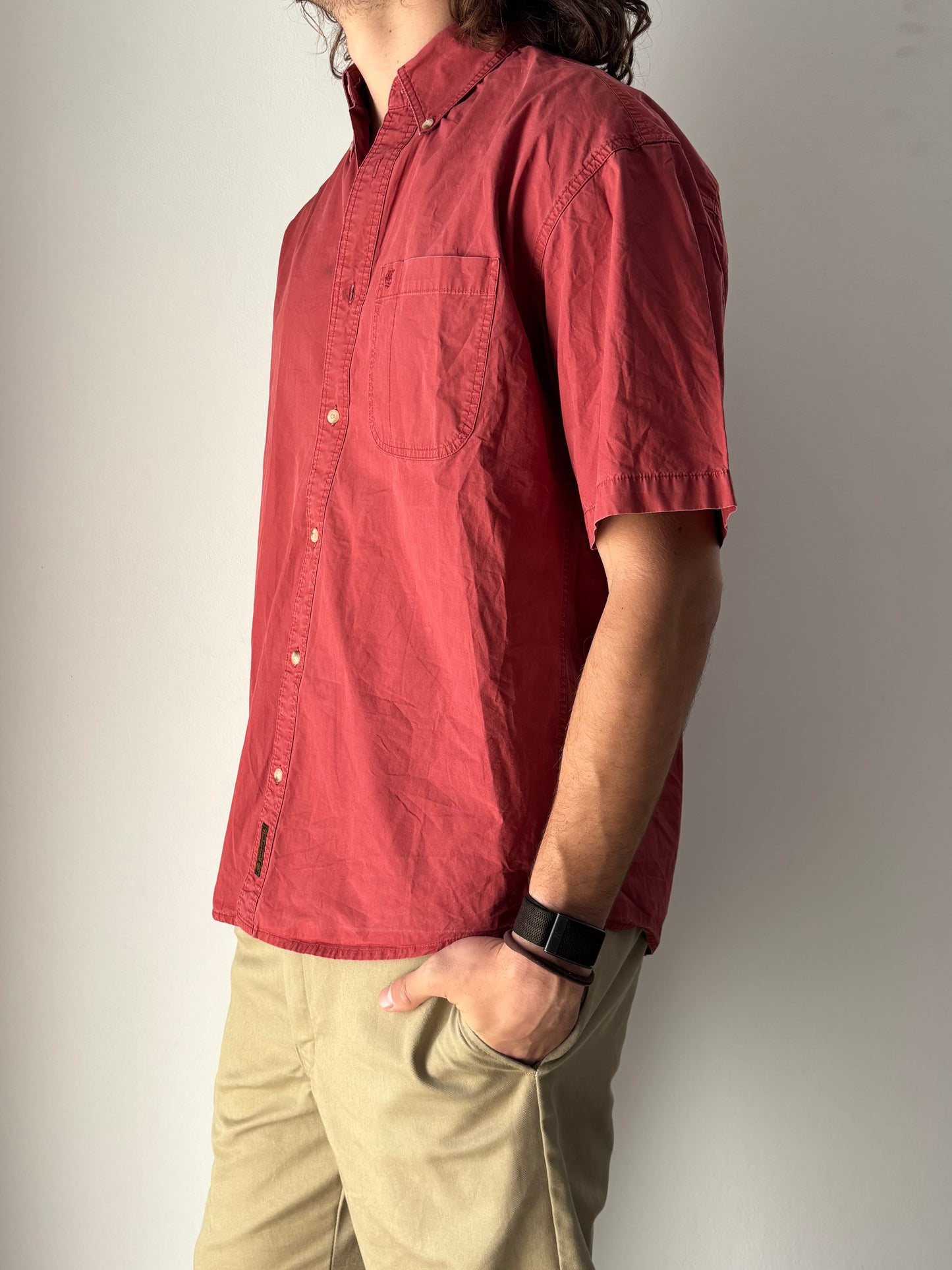 Timberland red button up shirt