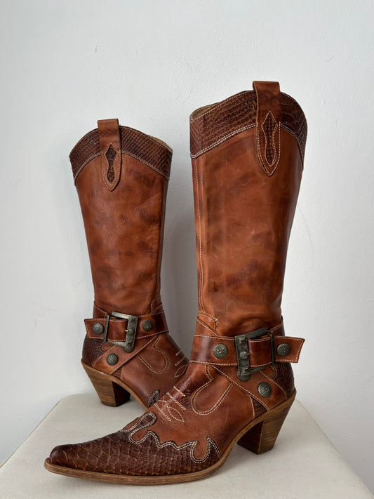 Brown cowboy boots