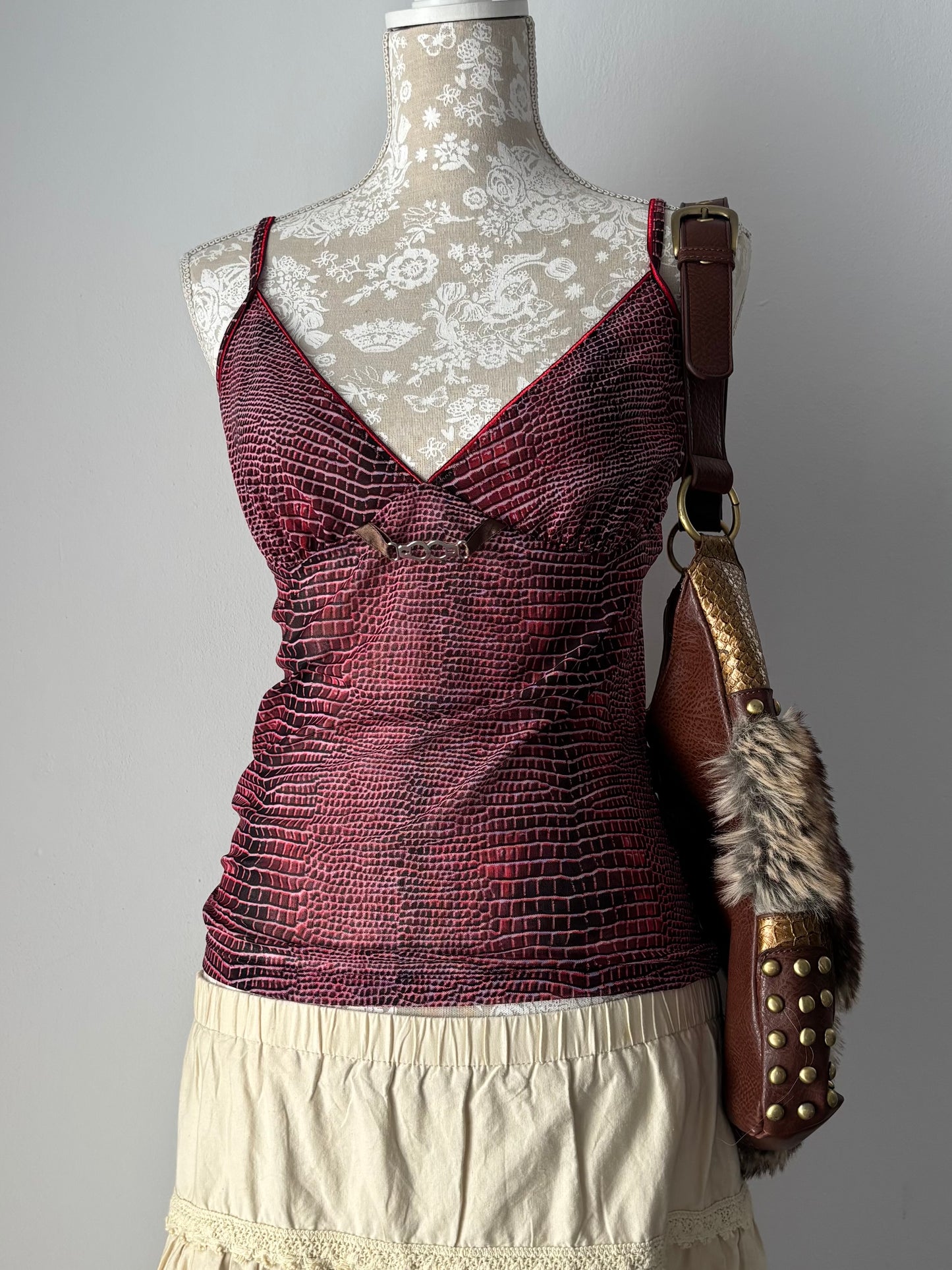 Yamamay see through burgundy cami top