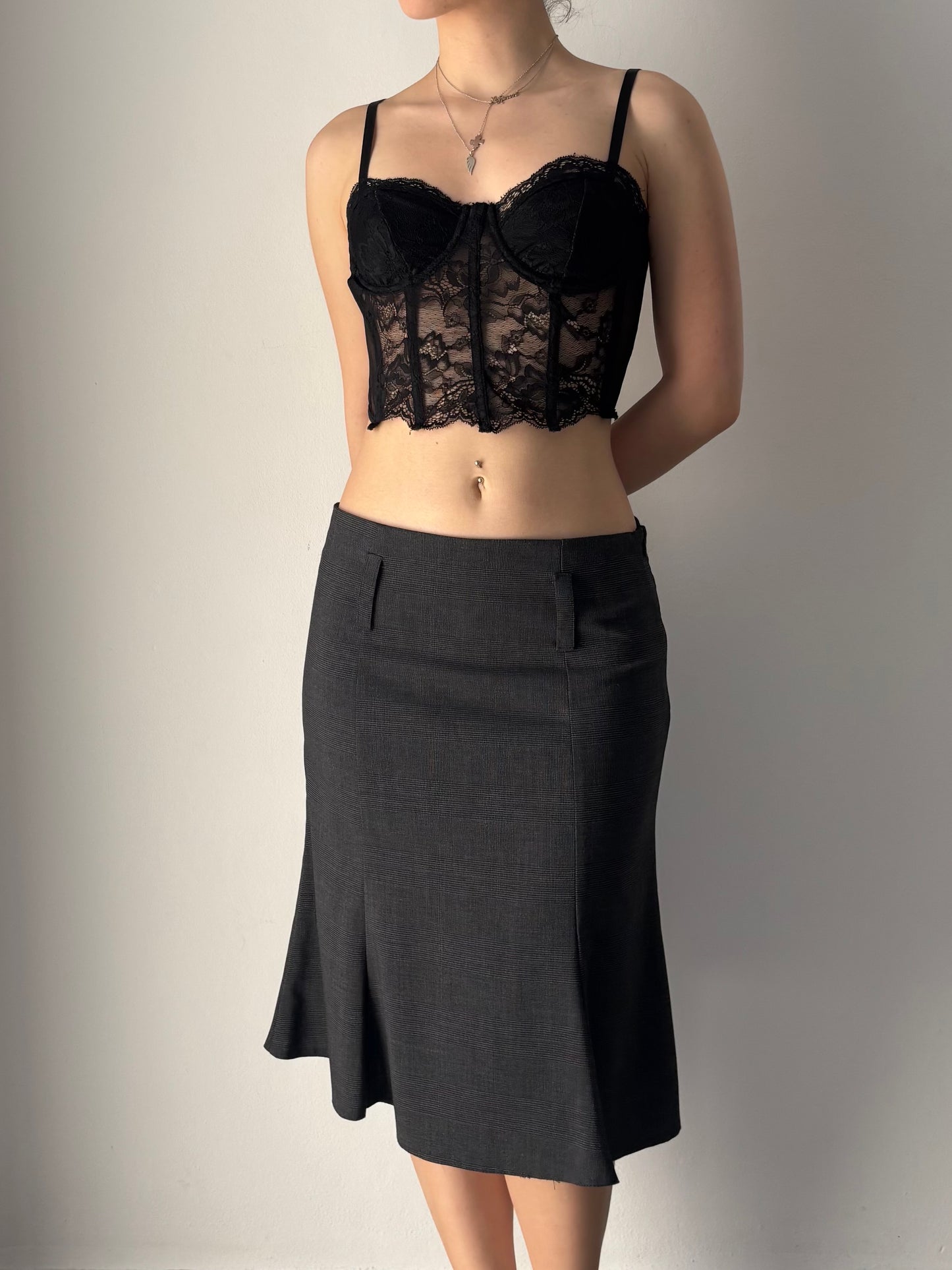 Grey flowy midi skirt