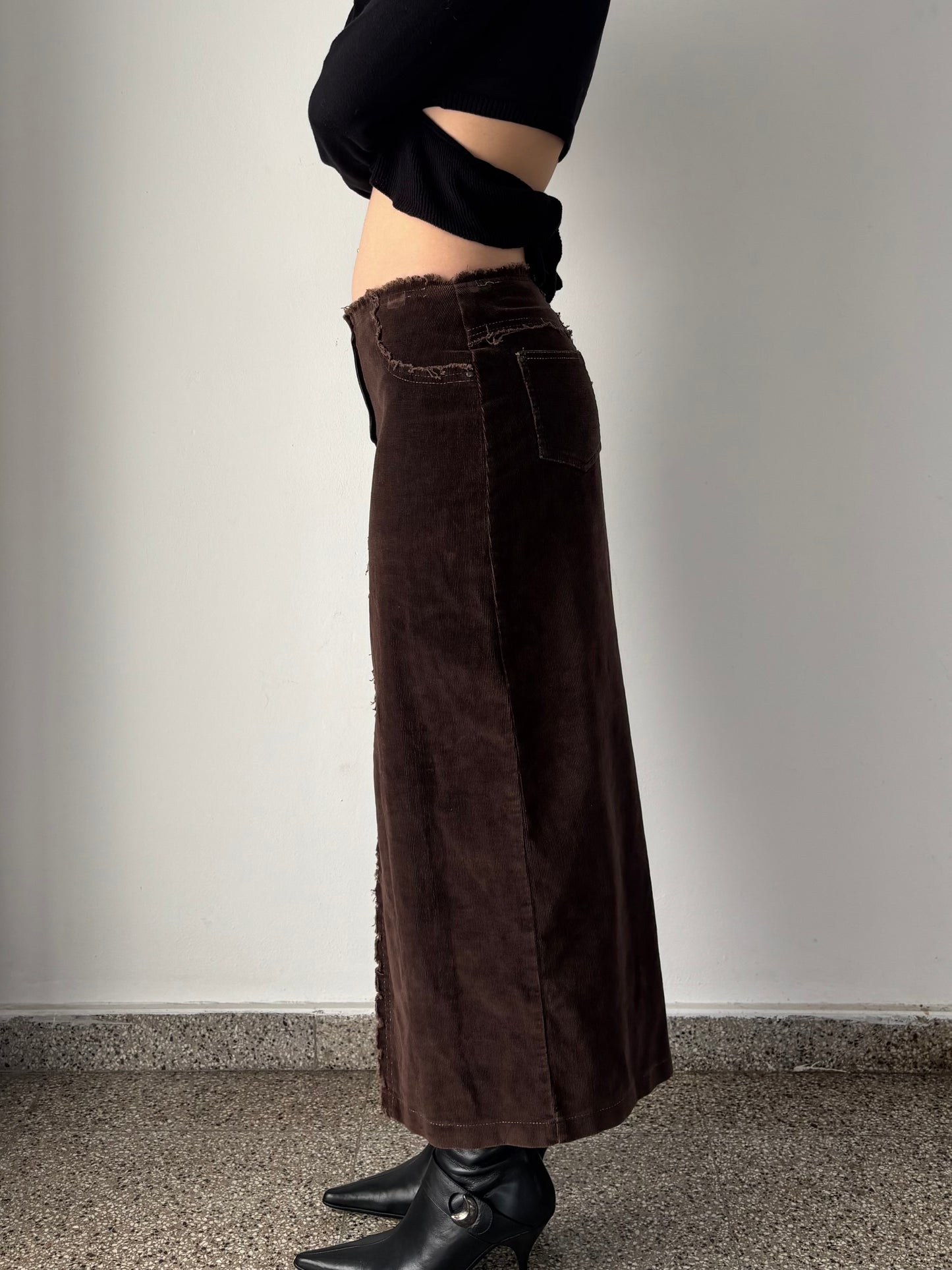 Brown corduroy maxi skirt
