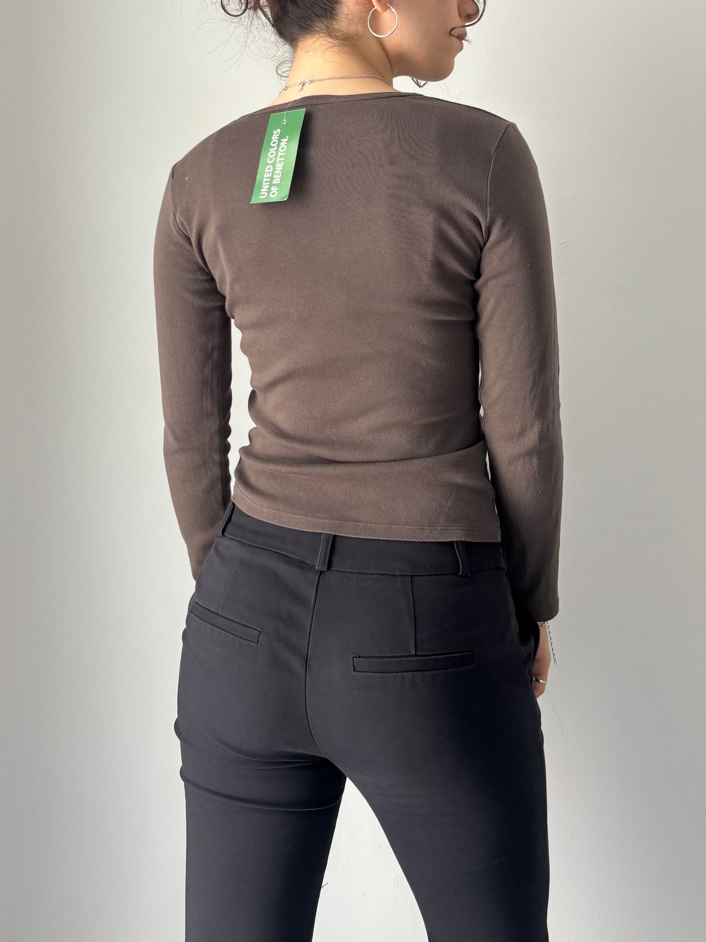 Benetton brown long sleeve top