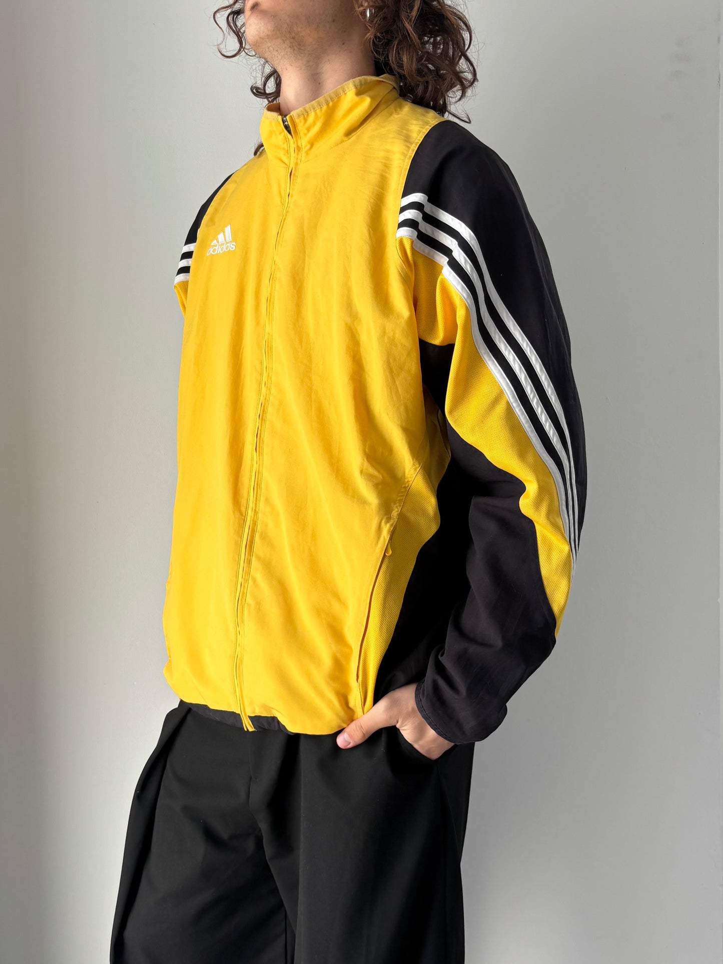 Adidas black and yellow zip up