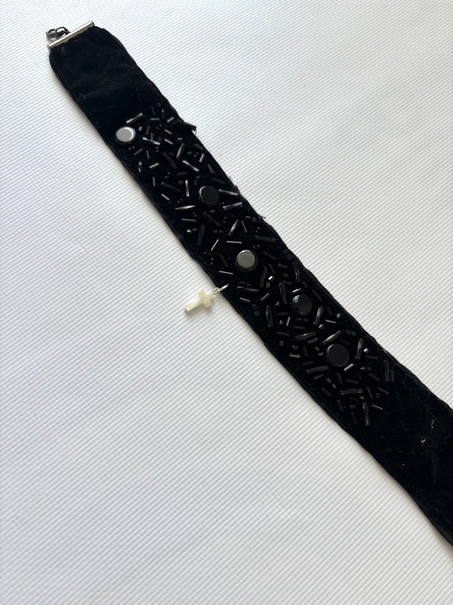 Black velvet cross choker