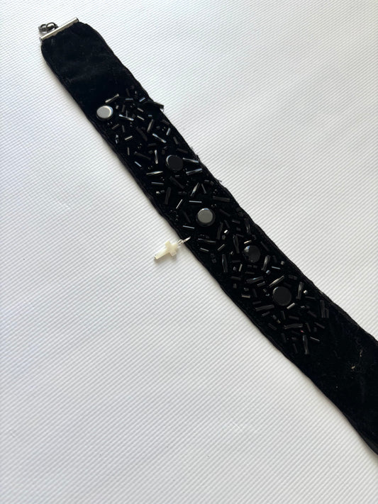 Black velvet cross choker