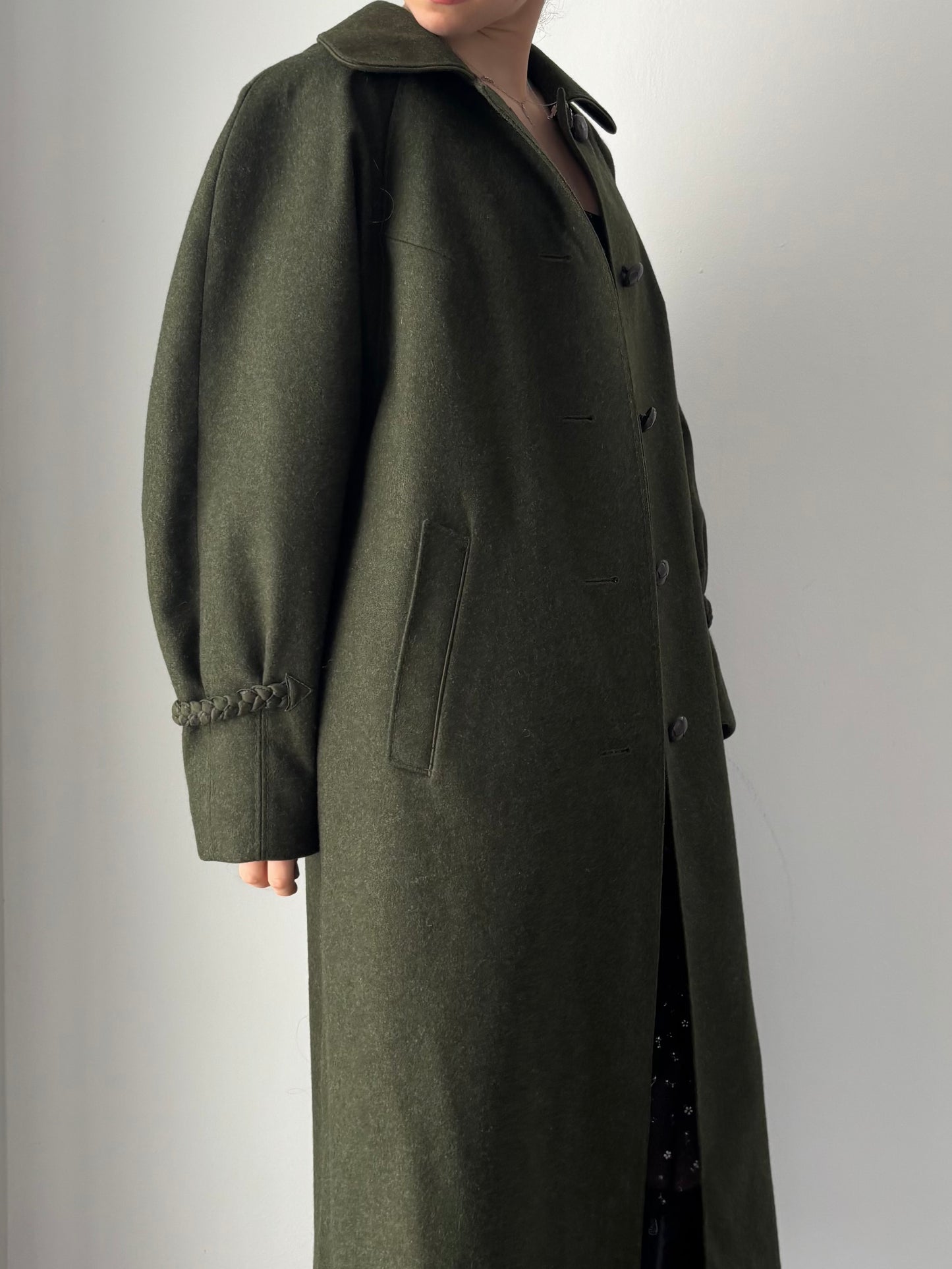 Long green wool coat