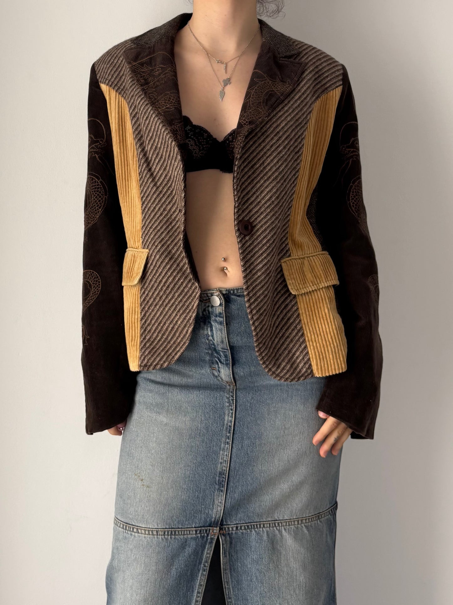 Brown blazer with dragon design