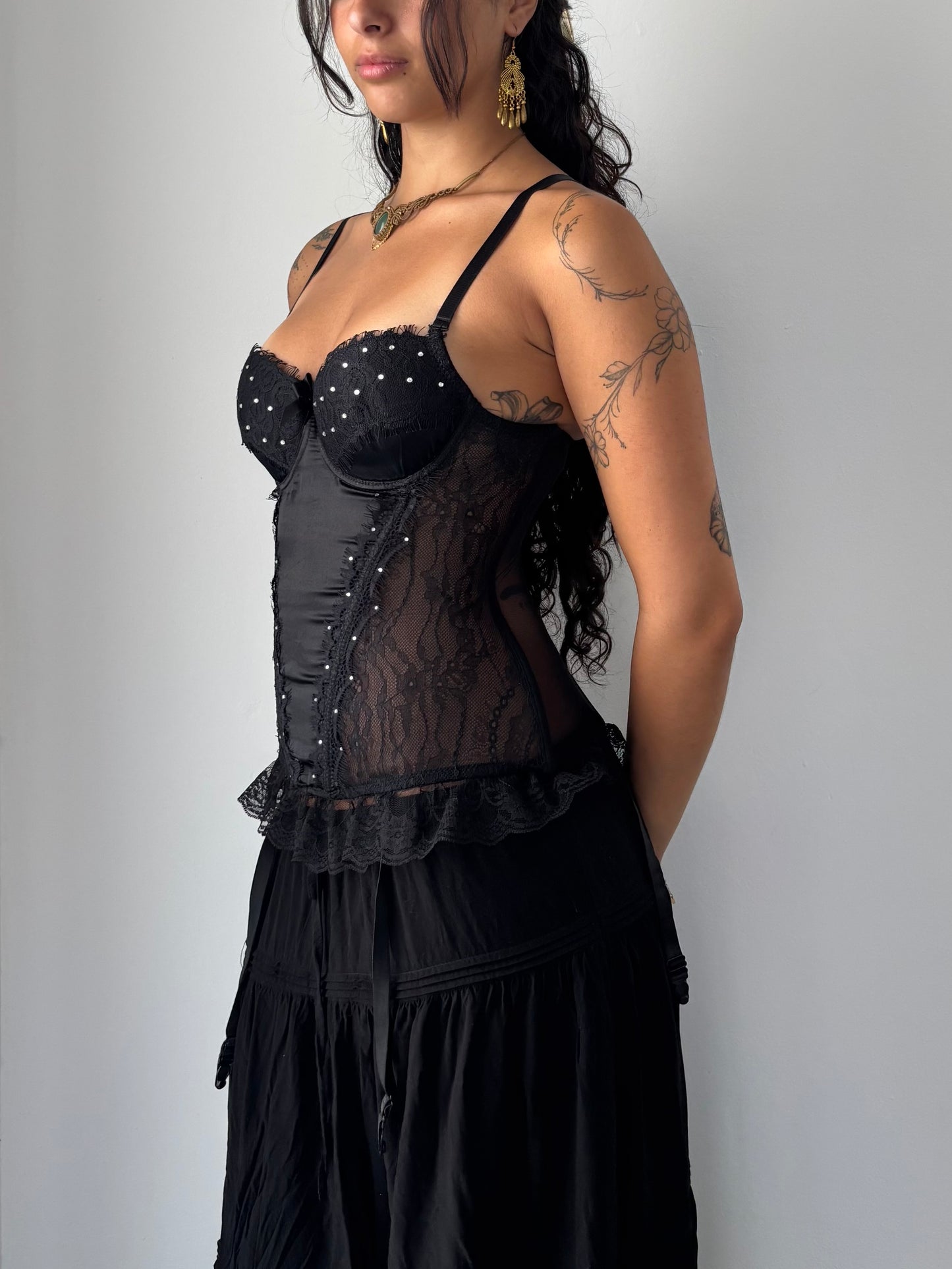 Black corset with long torso