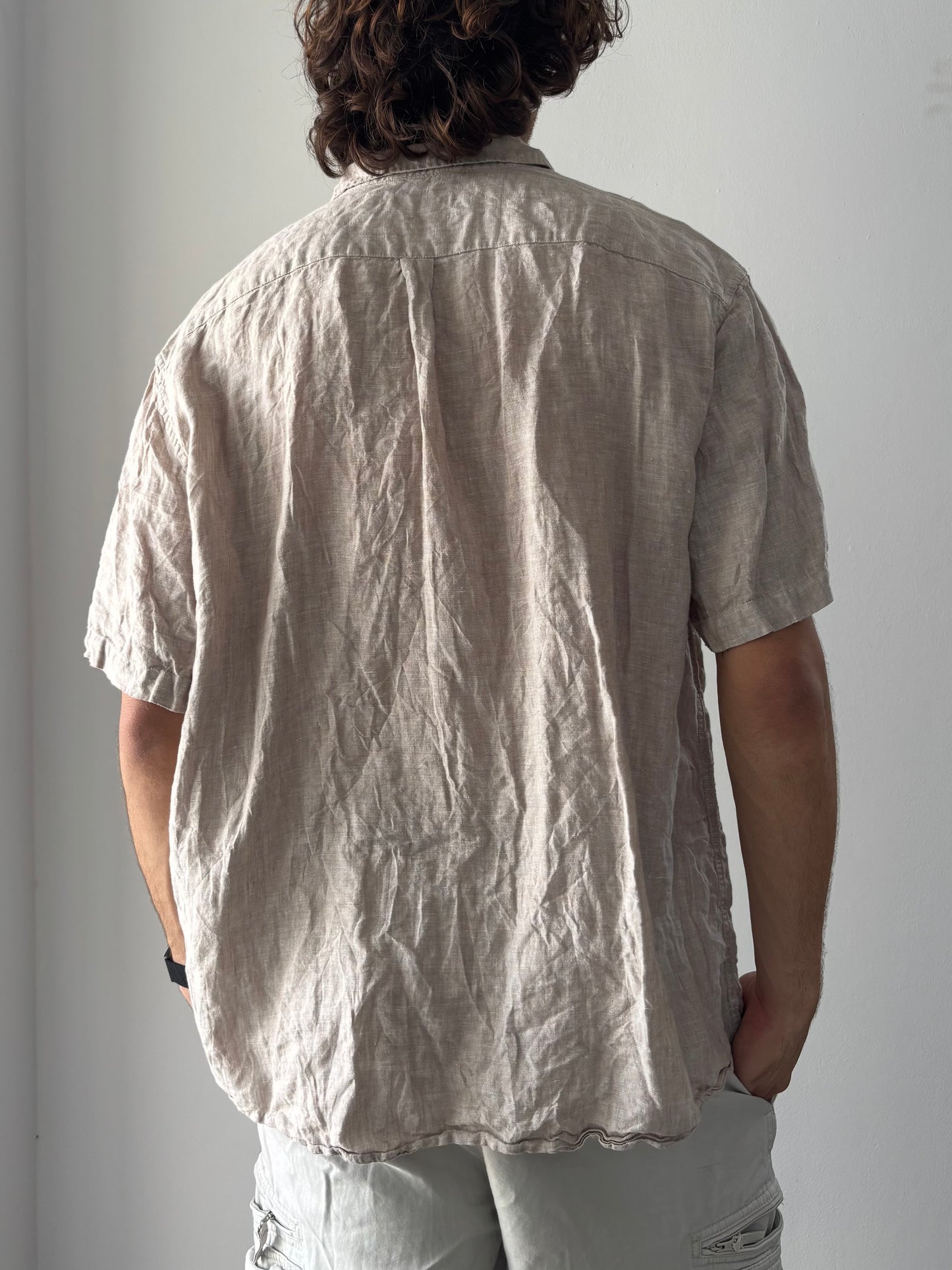 Linen brown/beige button up shirt