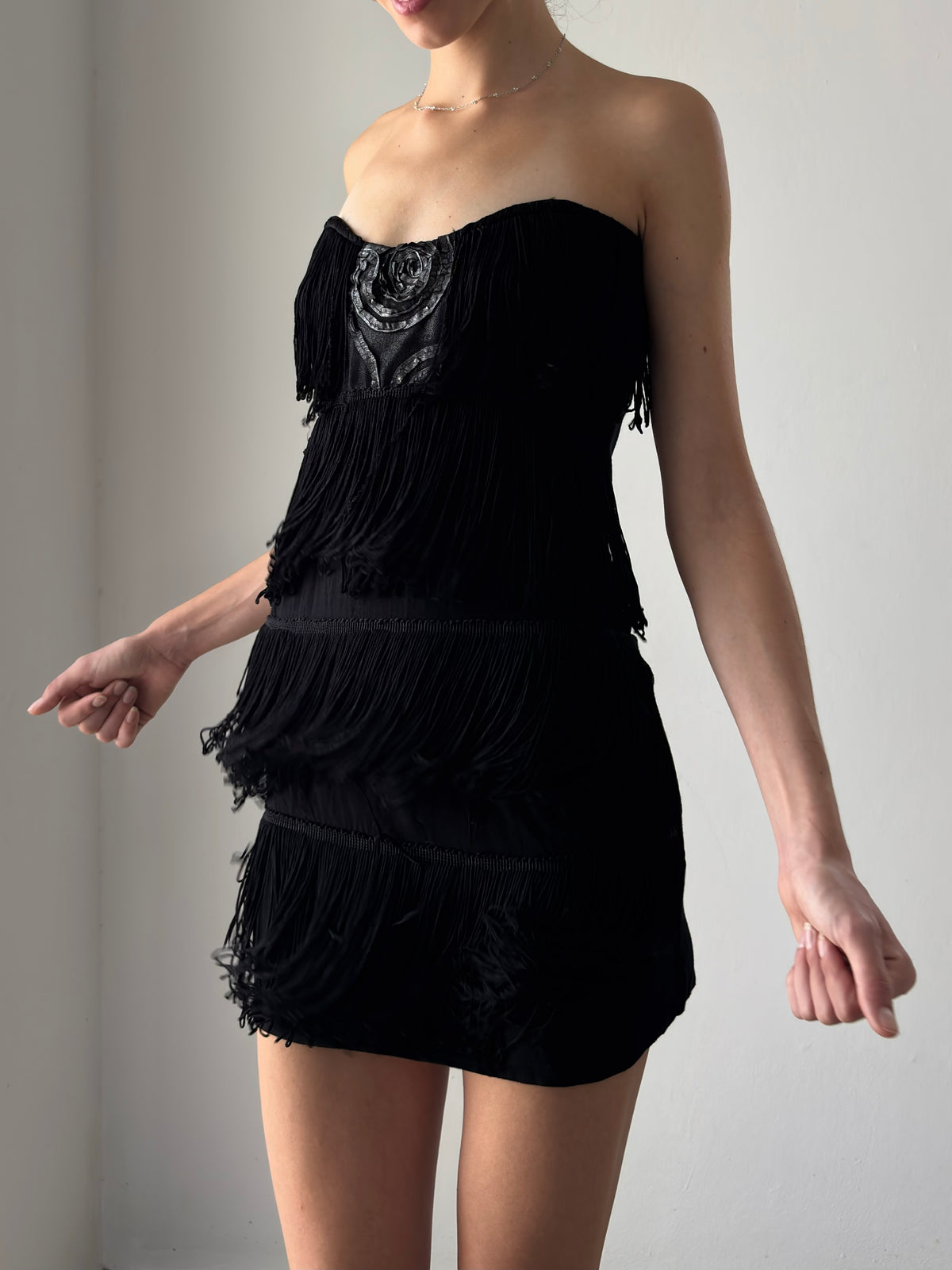 Strapless fringe dress