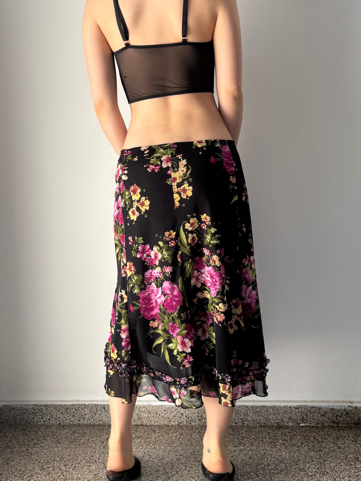 Floral print midi skirt