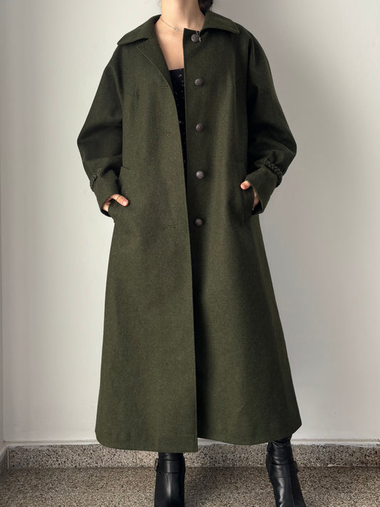Long green wool coat
