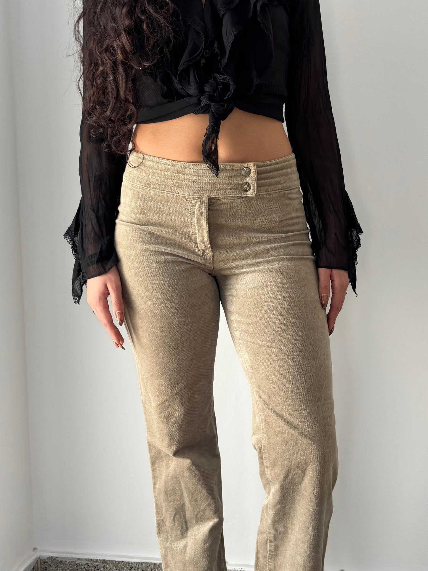 Beige low rise Y2K pants