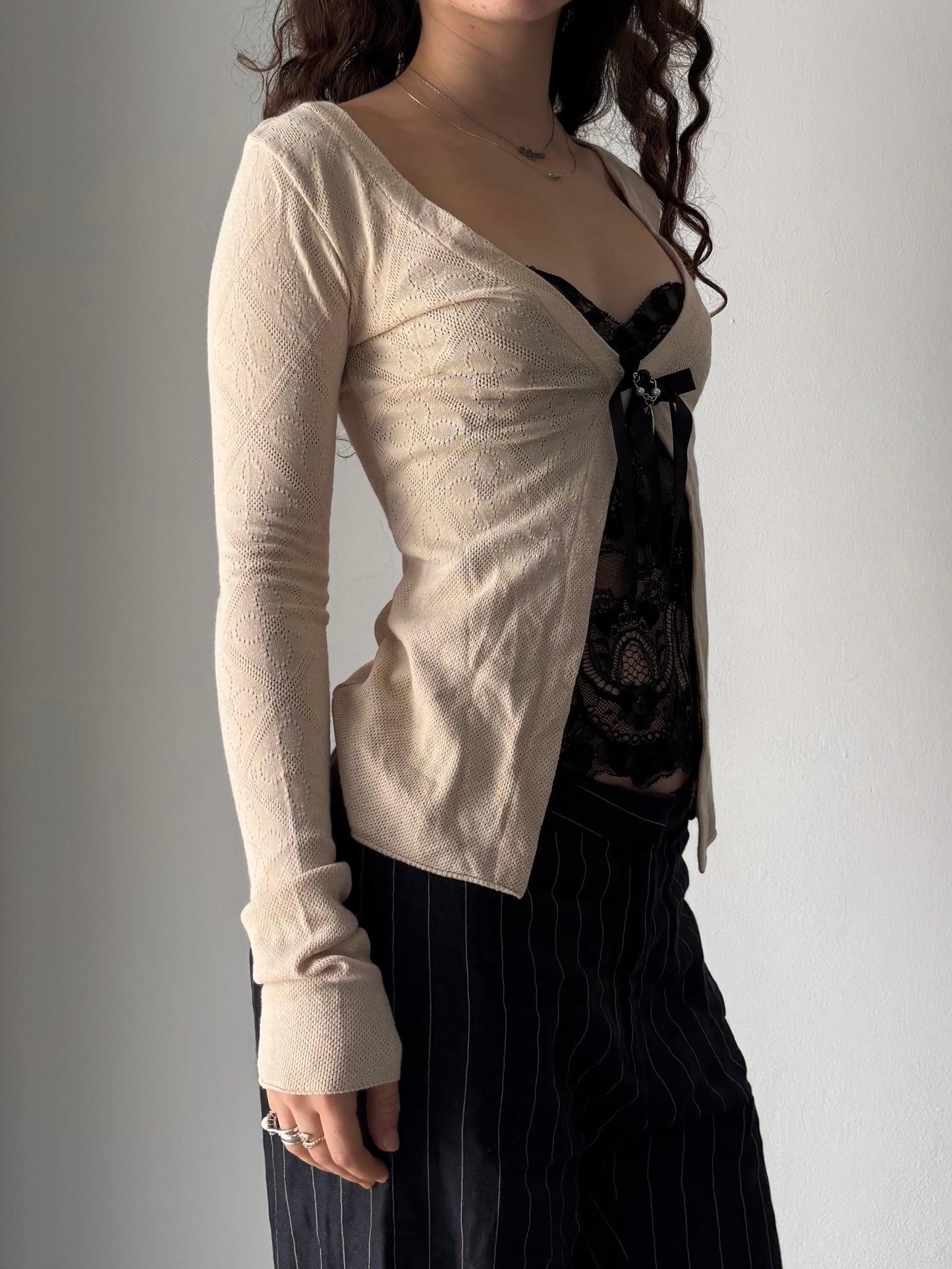 Cardigan top with bow