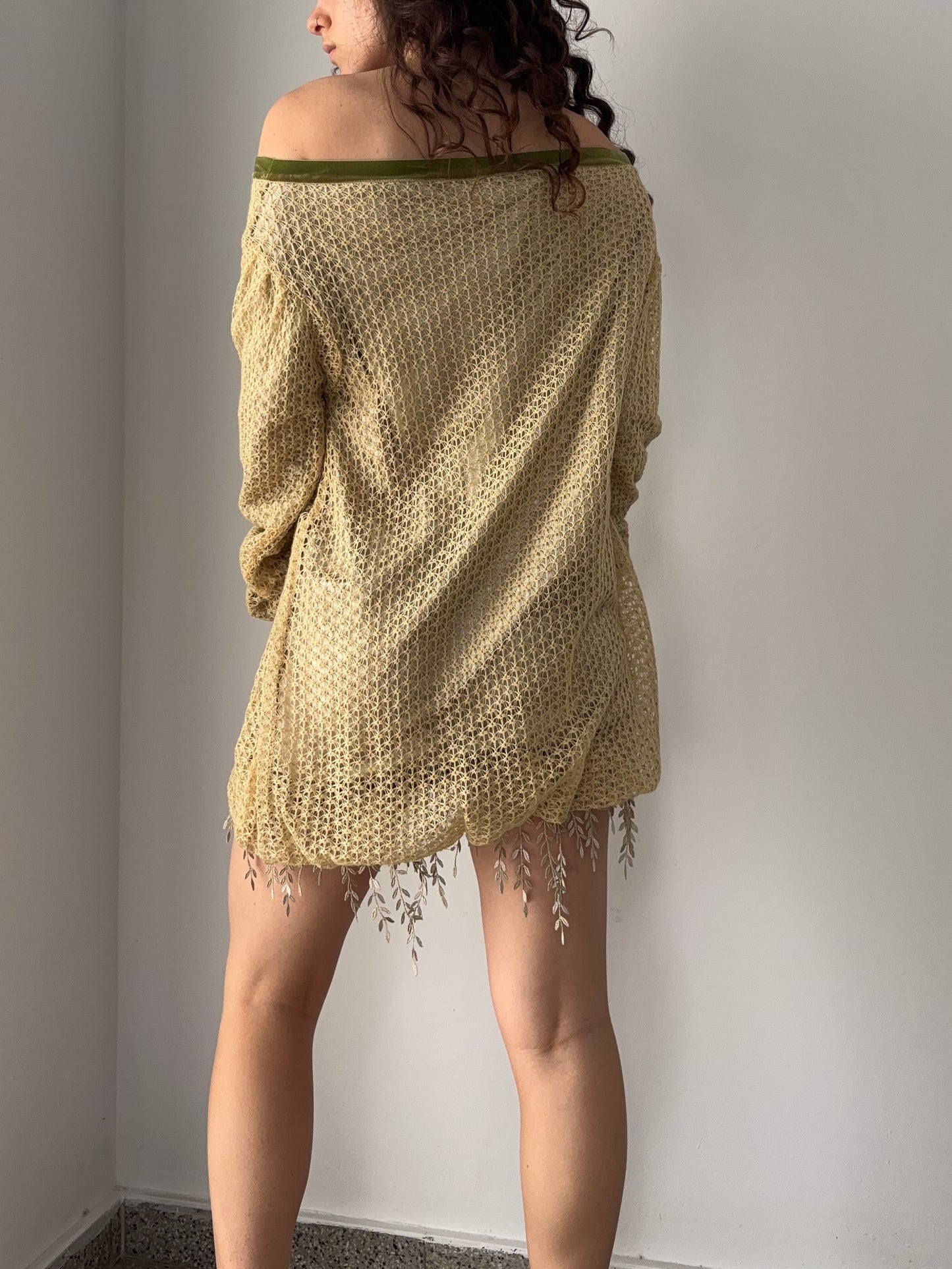 Knitted off the shoulder mini dress