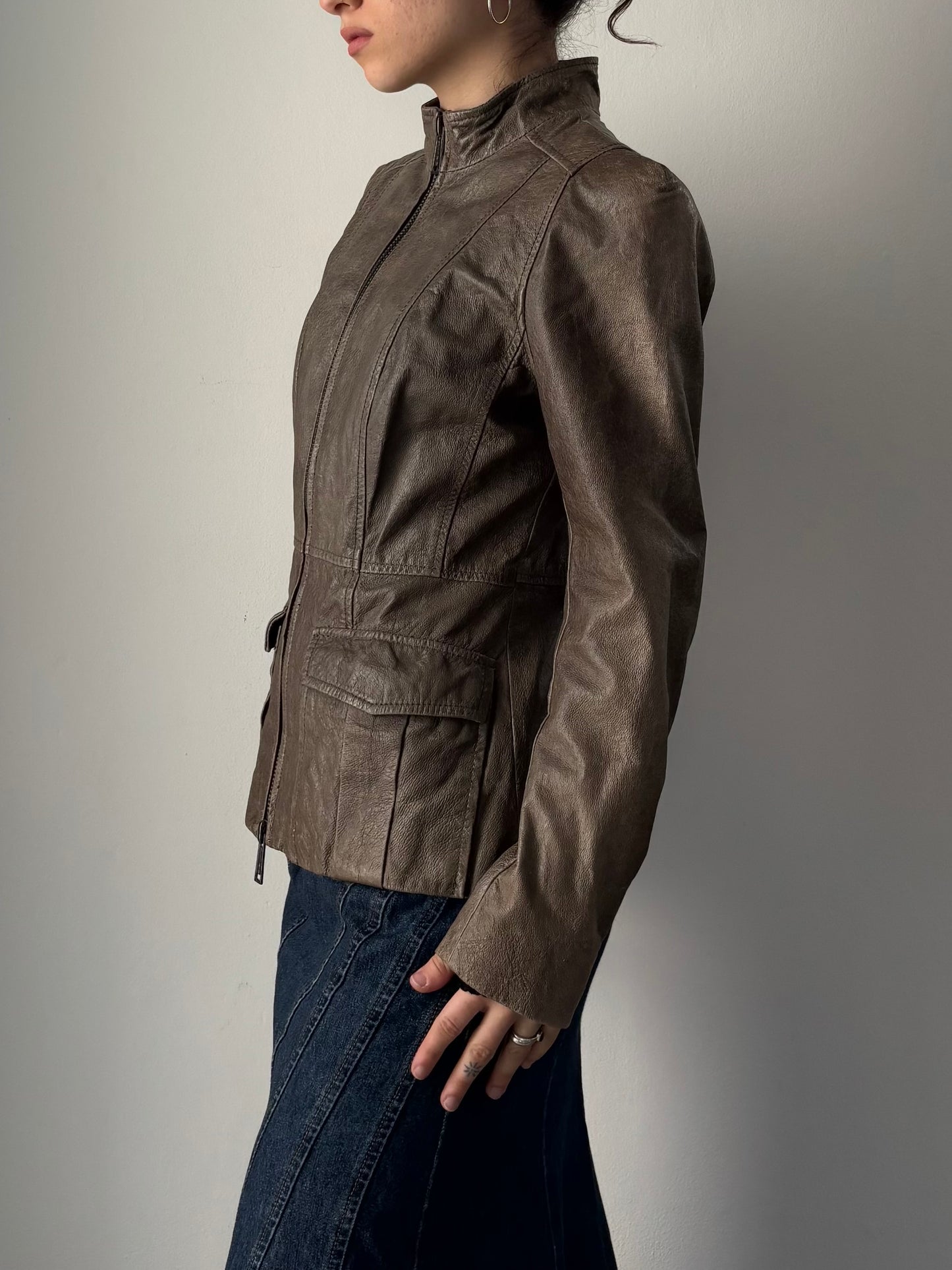 Green vintage leather jacket