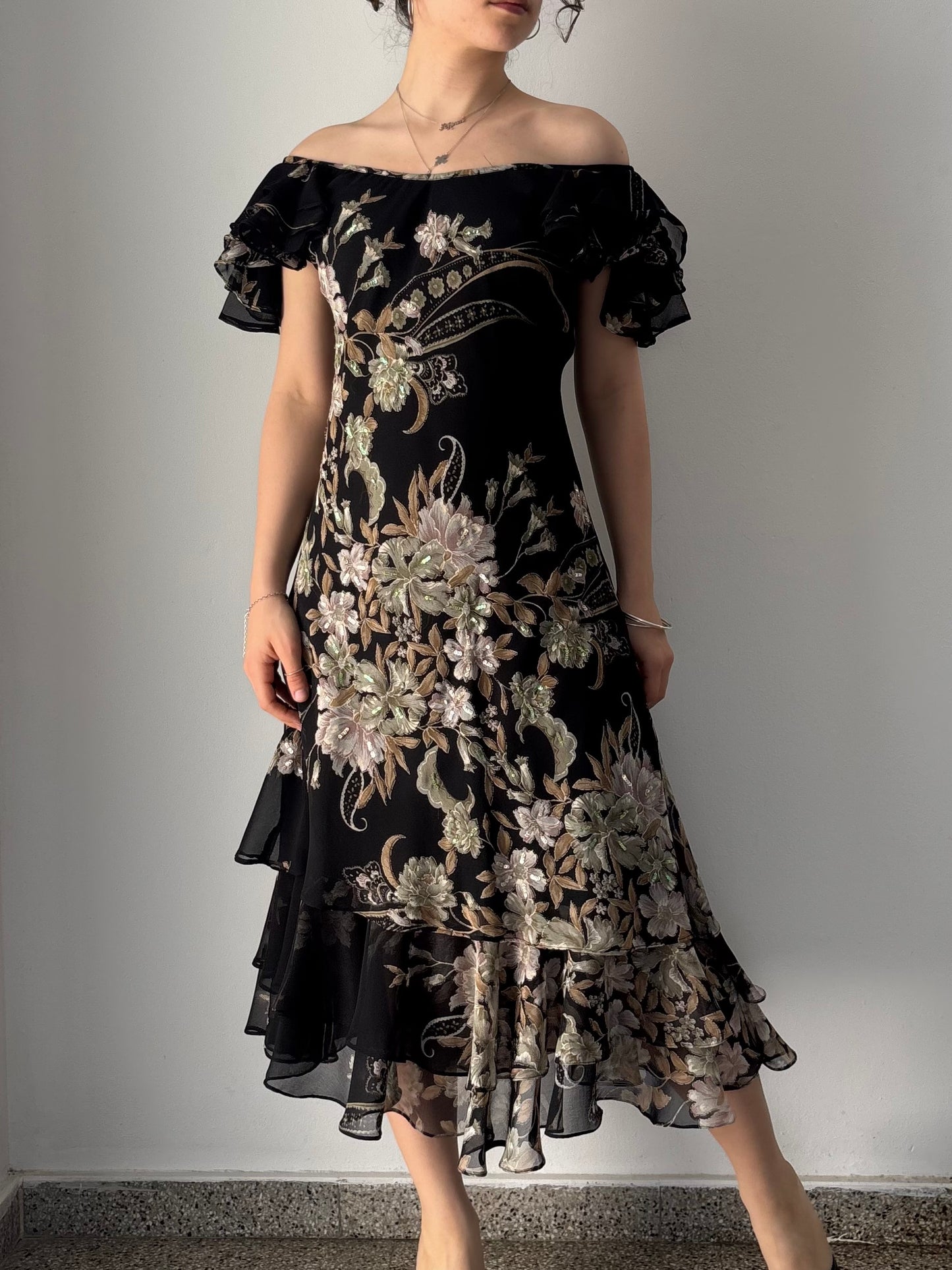 Black floral fairy dress