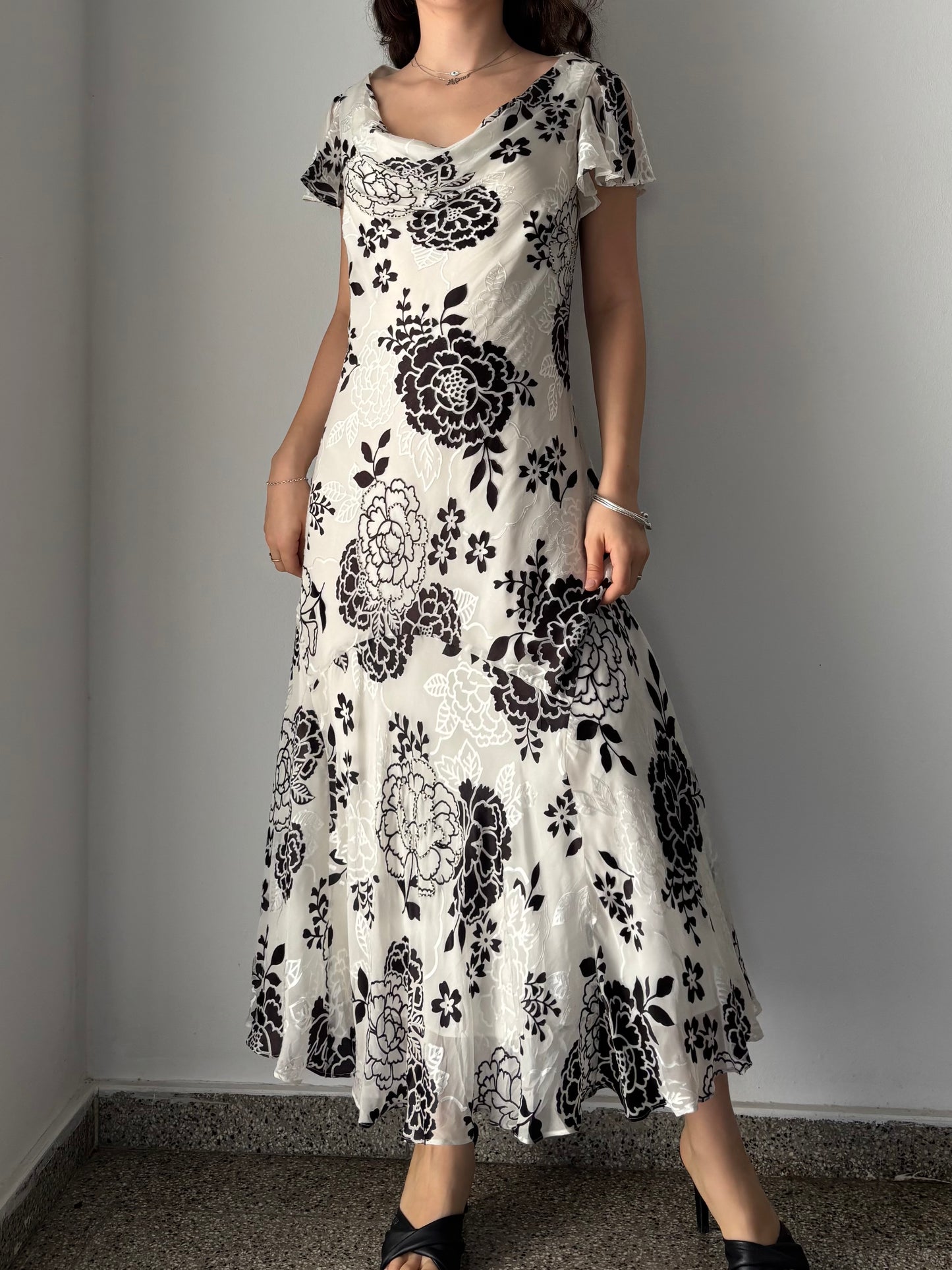 CC Vintage floral silk dress