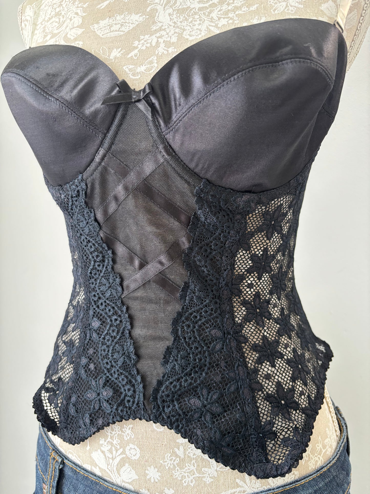 Black lace corset top