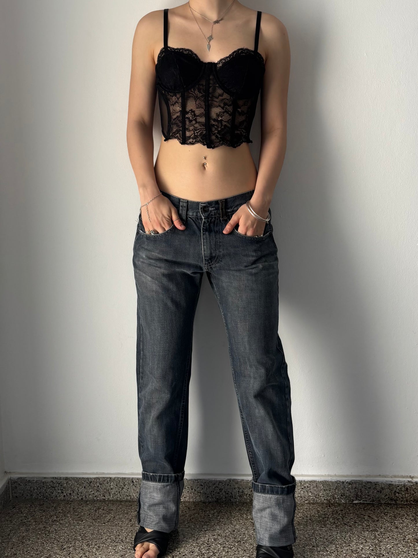 Dark wash baggy jeans