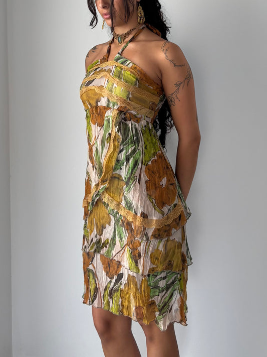 Silk summer halter dress