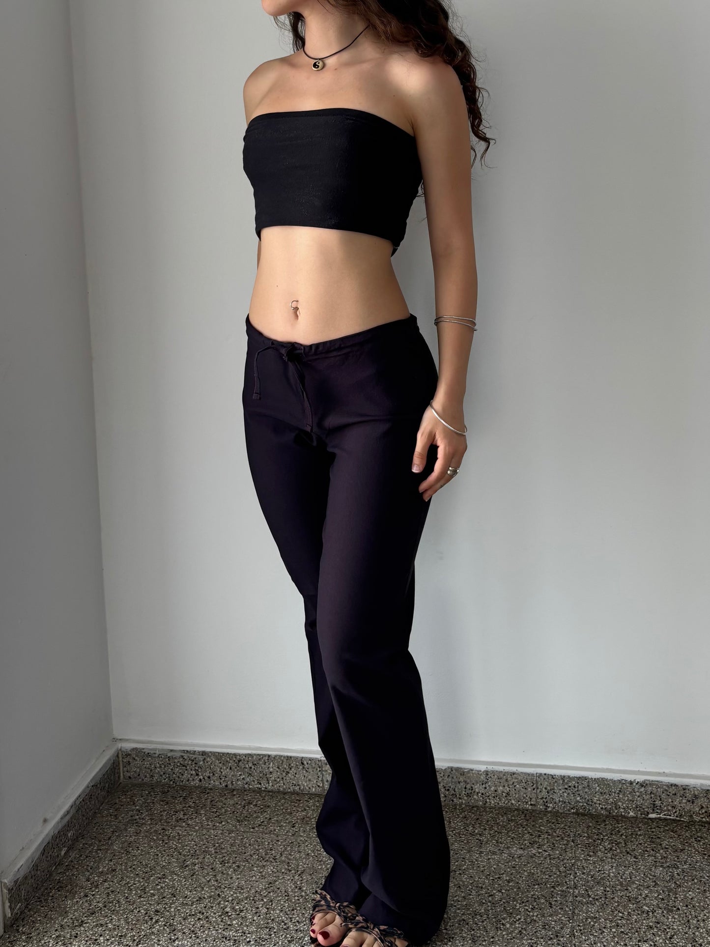Purple pants with flare bottoms