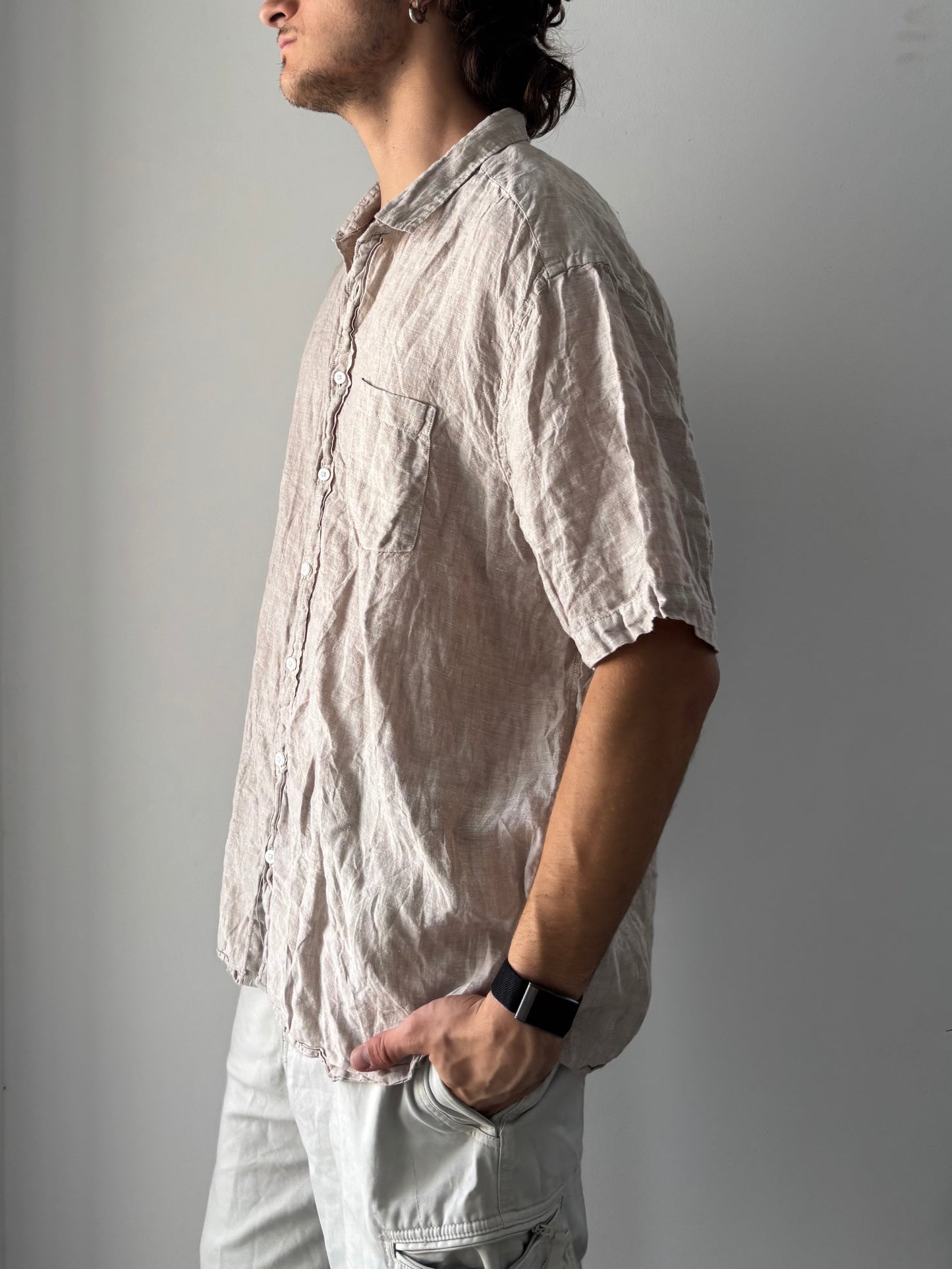 Linen brown/beige button up shirt