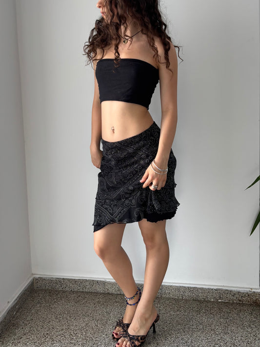 Black paisley midi skirt