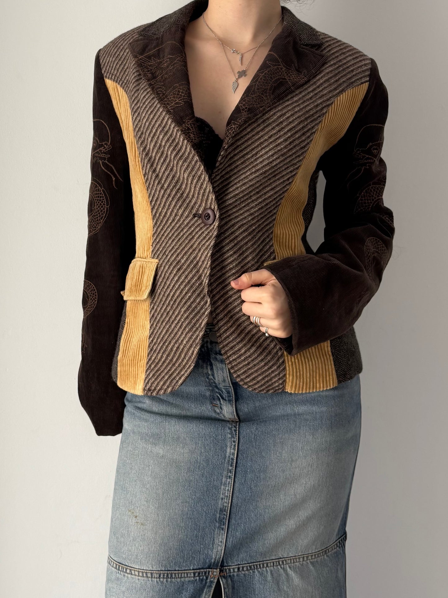 Brown blazer with dragon design