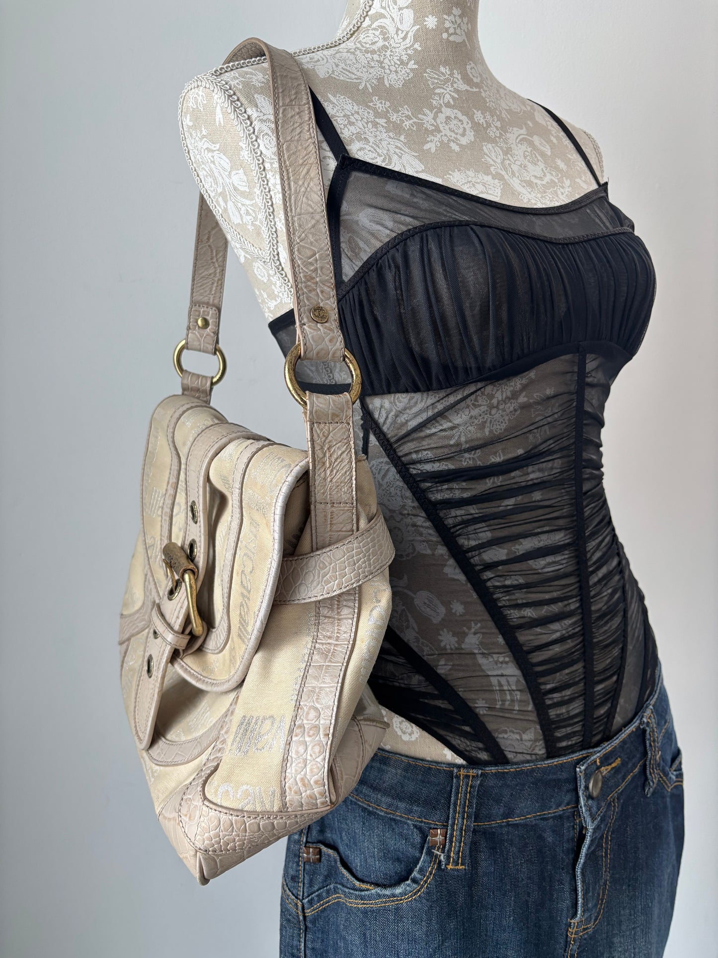 Just Cavalli cream shoulder bag
