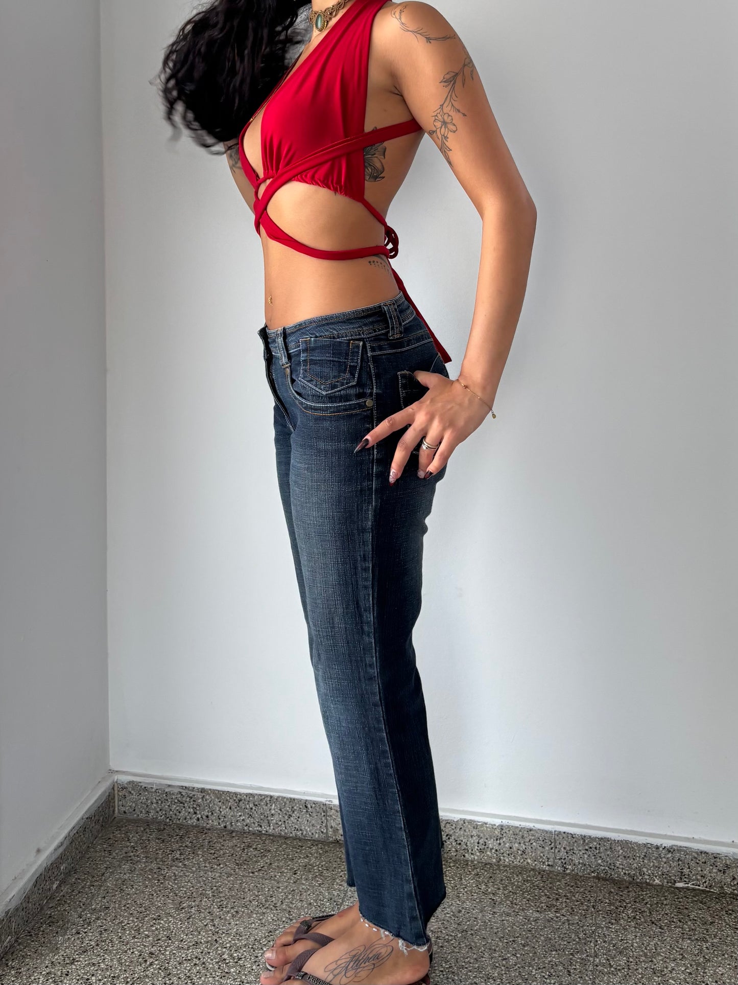 Dark wash ankle length jeans