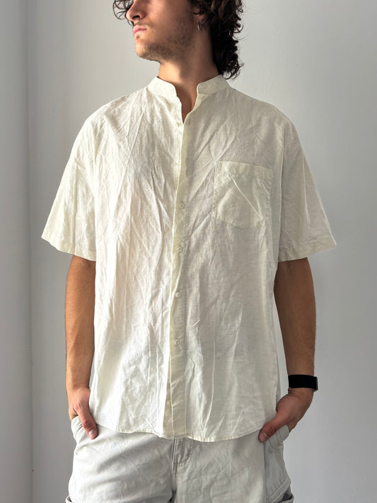 Cream button up linen shirt