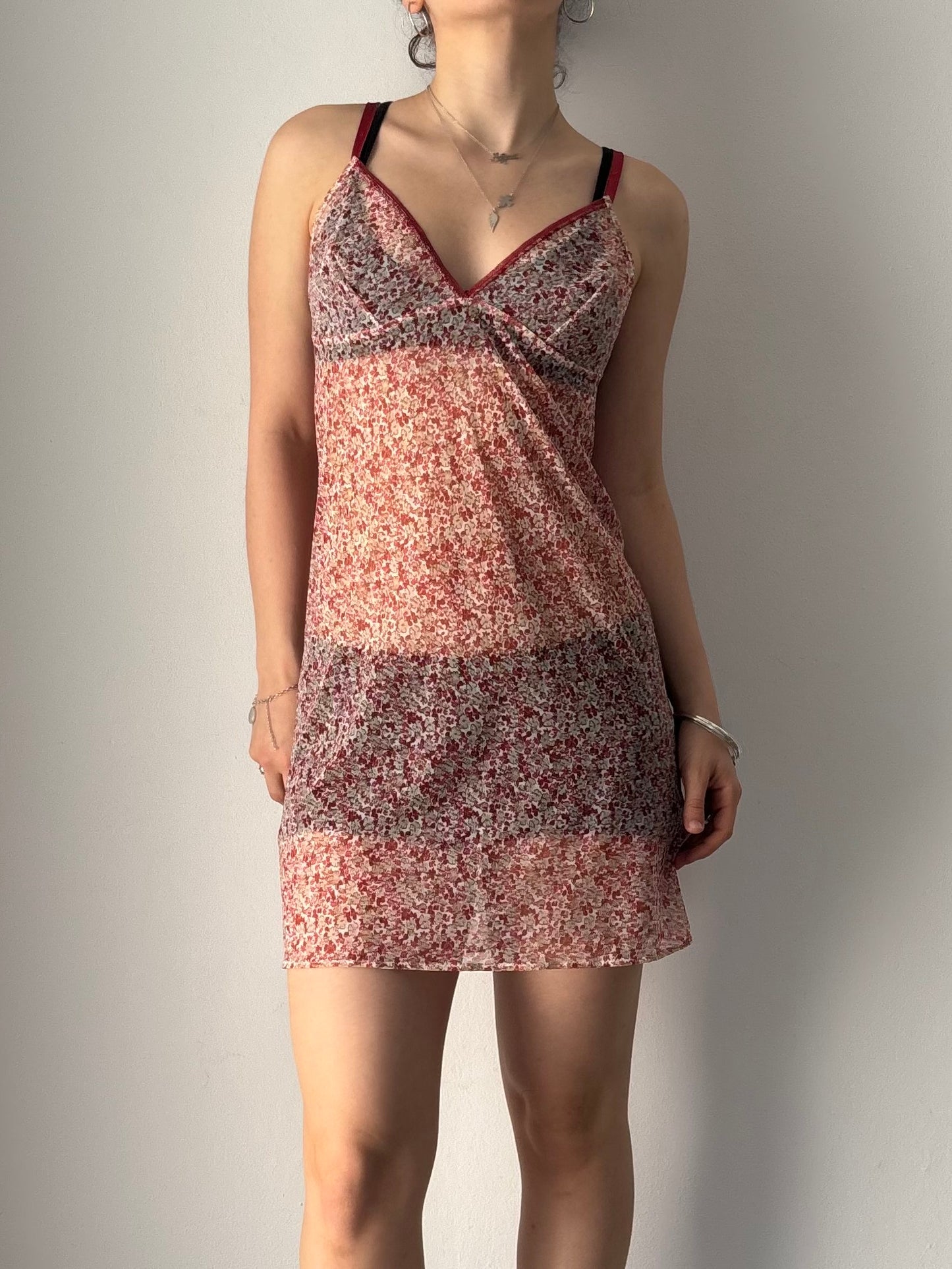 Pink floral slip dress