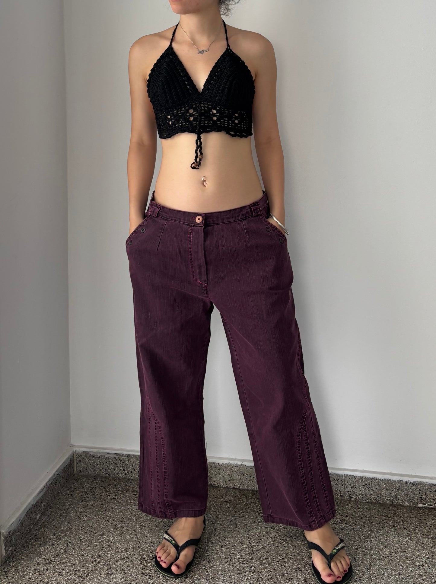 Purple wide leg jeans