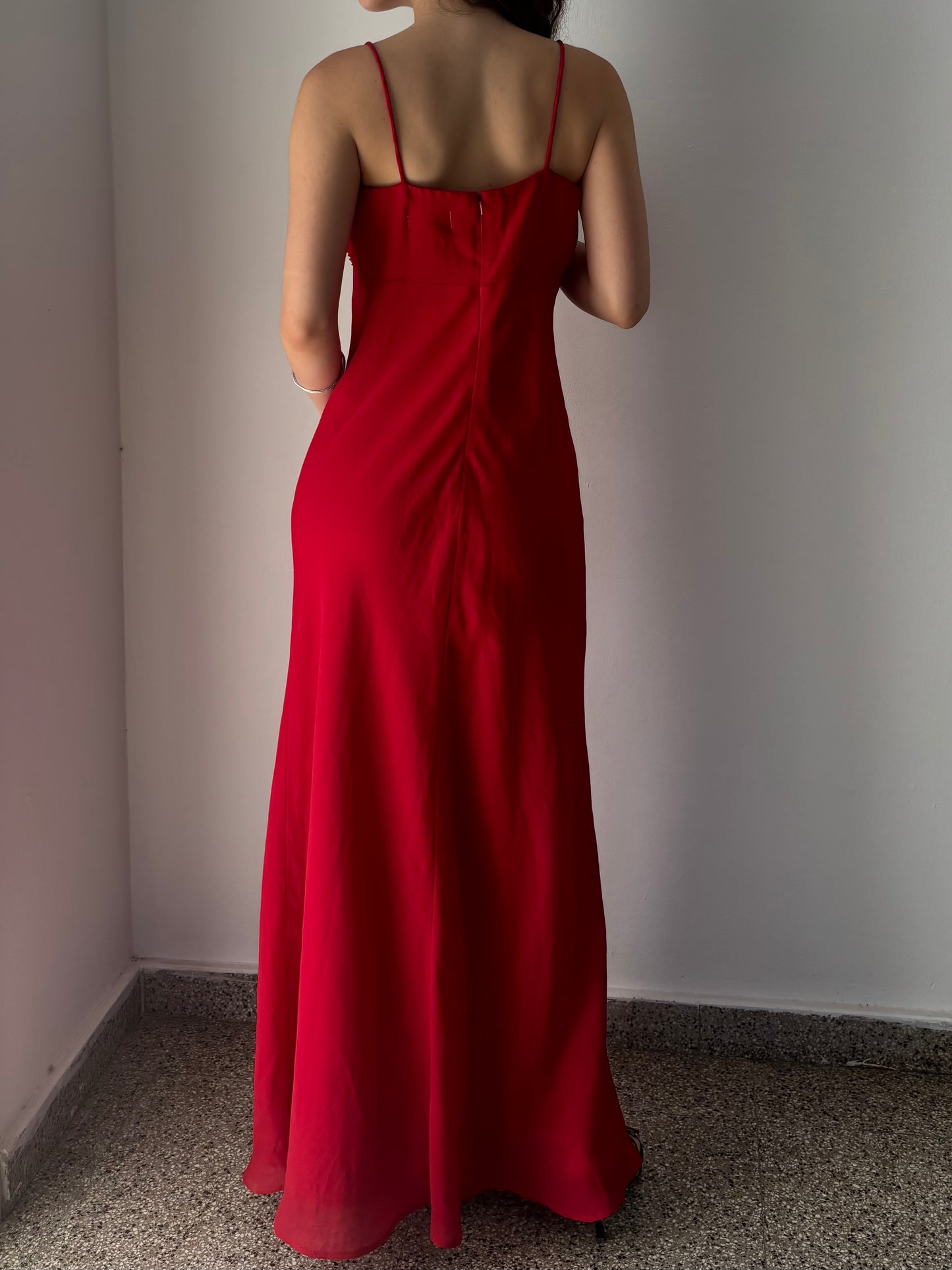 Pierre Cardin red beaded maxi dress