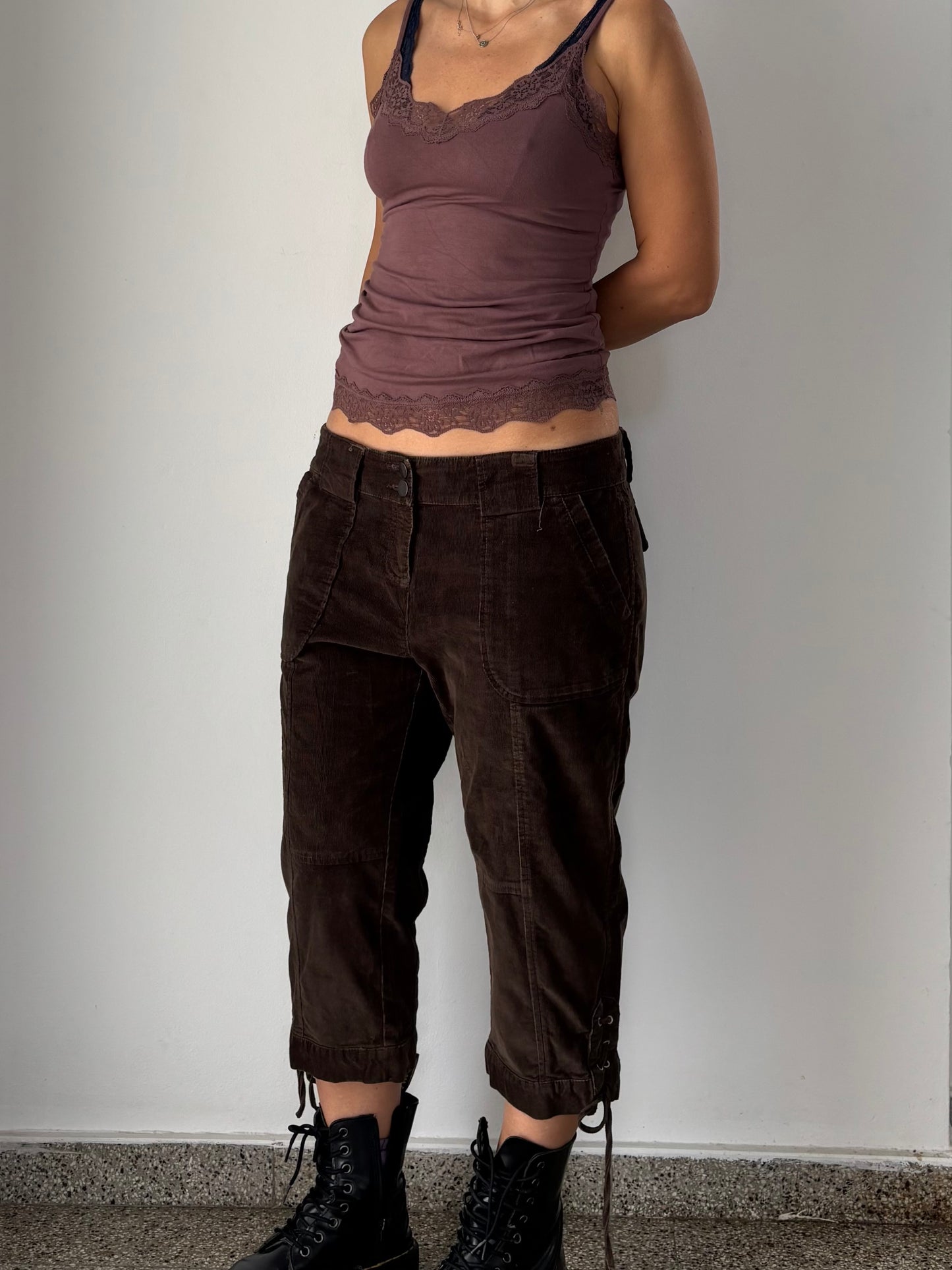 Fila brown corduroy capri pants