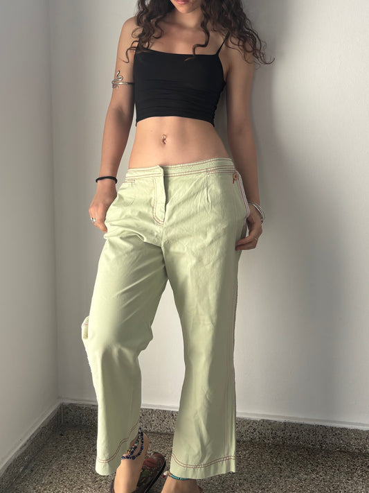Green capri summer pants