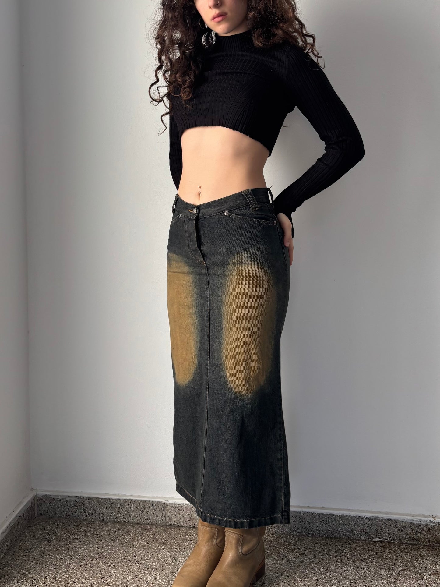 Y2K maxi denim skirt