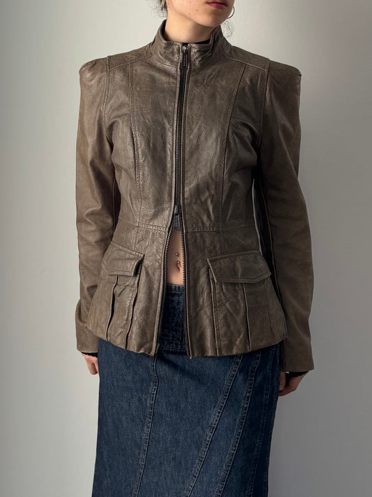 Green vintage leather jacket