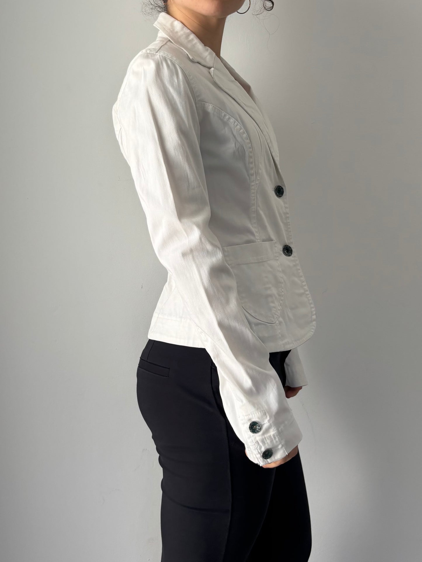Embroidered white blazer