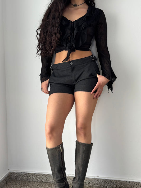 Black shorts with buckles