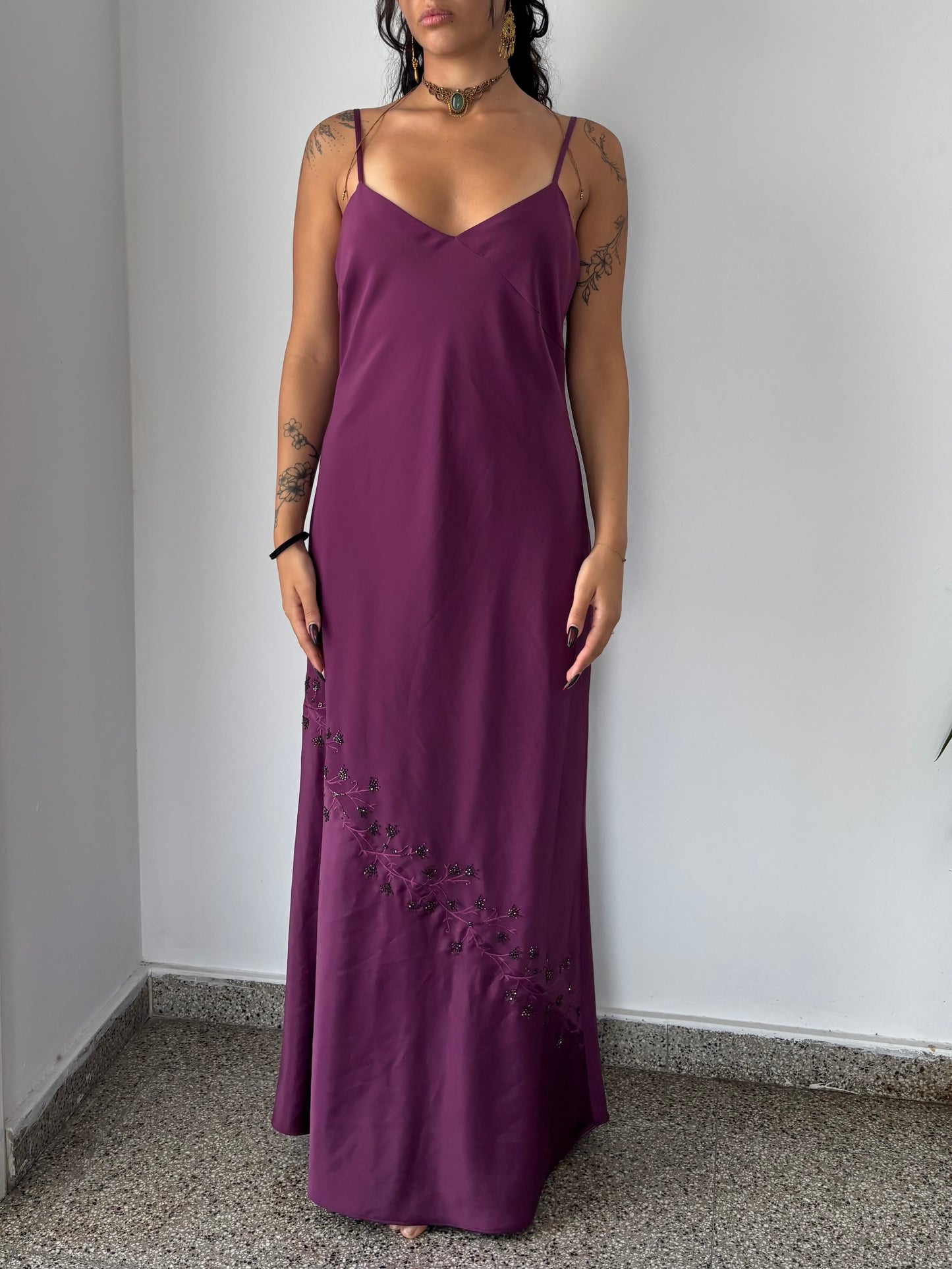 Vintage purple beaded evening gown