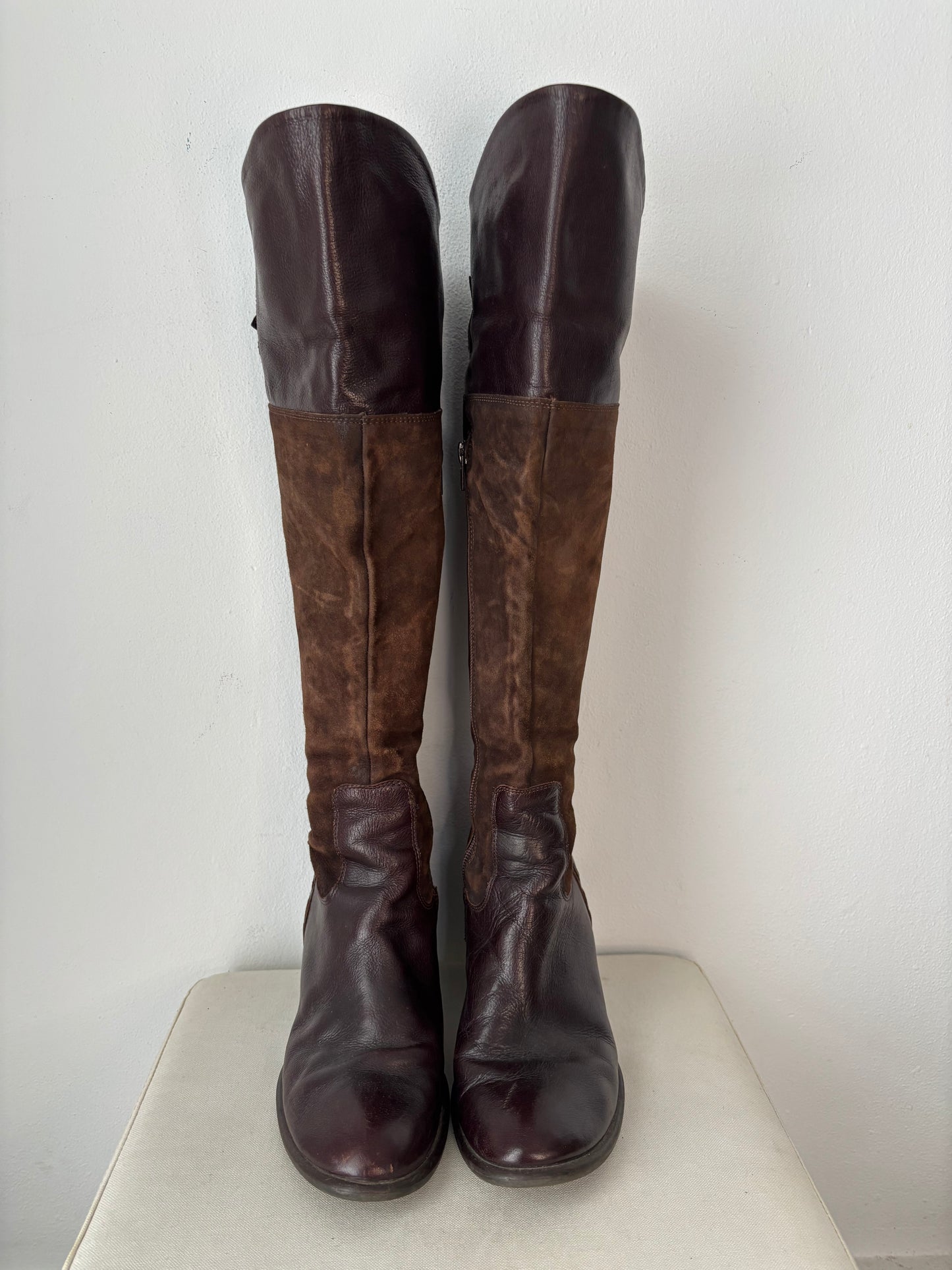 Brown knee high boots