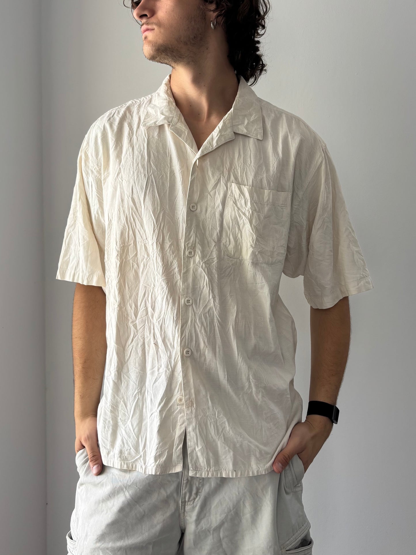 Cream button up shirt